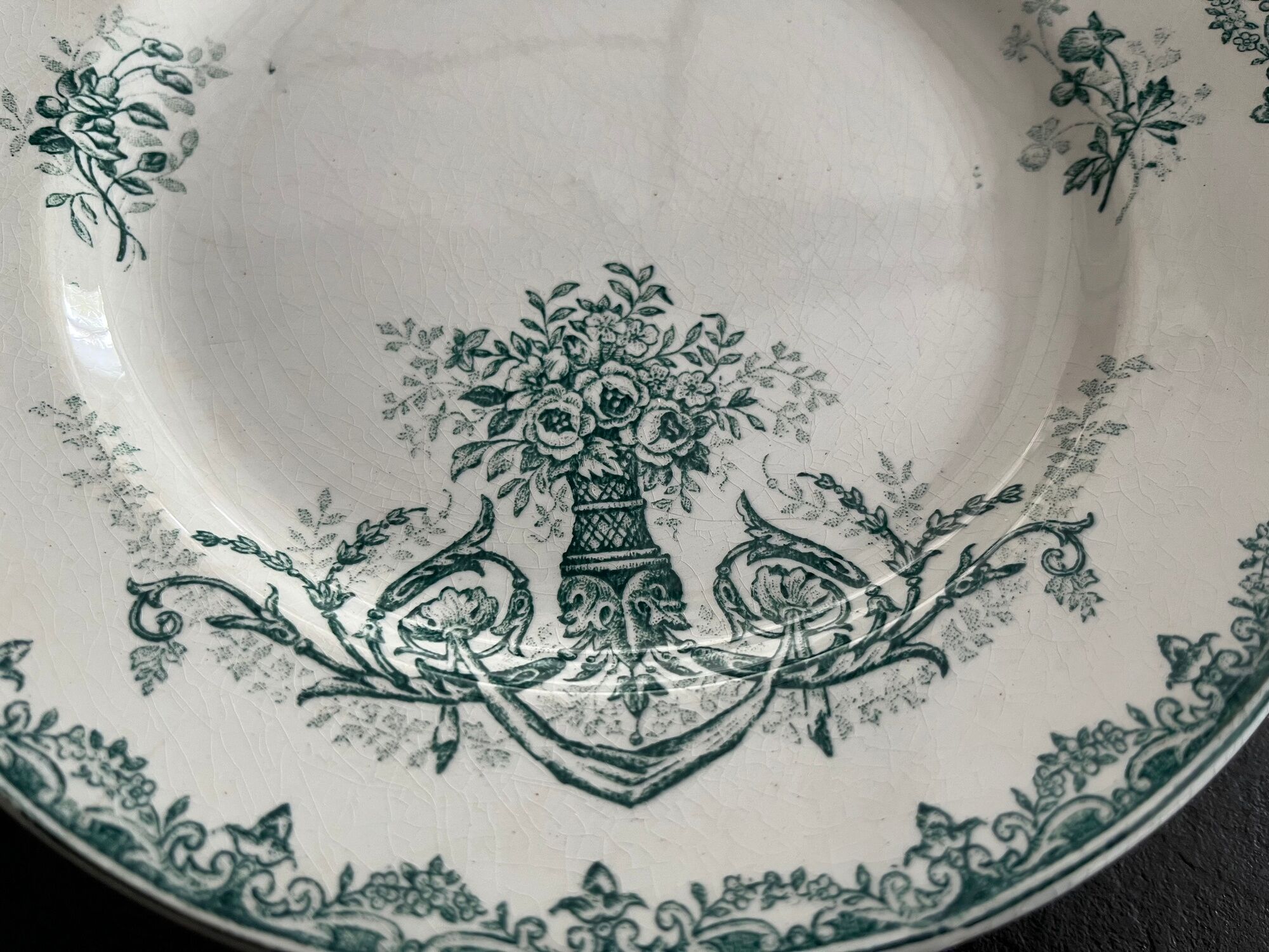 Lot 6 old plates porcelain iron earth saint amandinoise model chevreuse