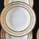 Set of 6 fine Limoges porcelain dinner plates, decorated with gold