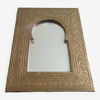 Small vintage oriental copper mirror