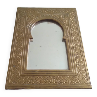 Small vintage oriental copper mirror