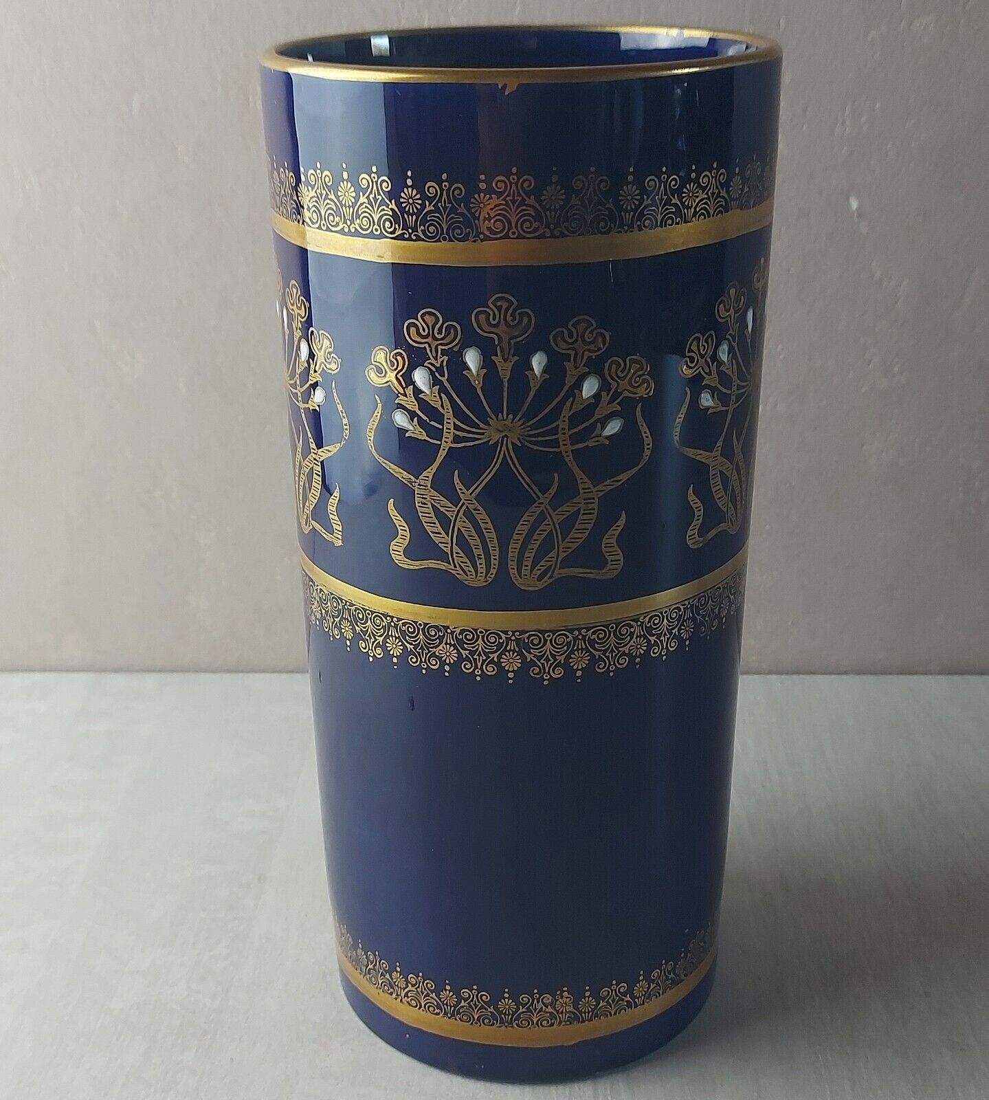 Old vase roll, blue, glazed ceramic, Lunéville napoleon III