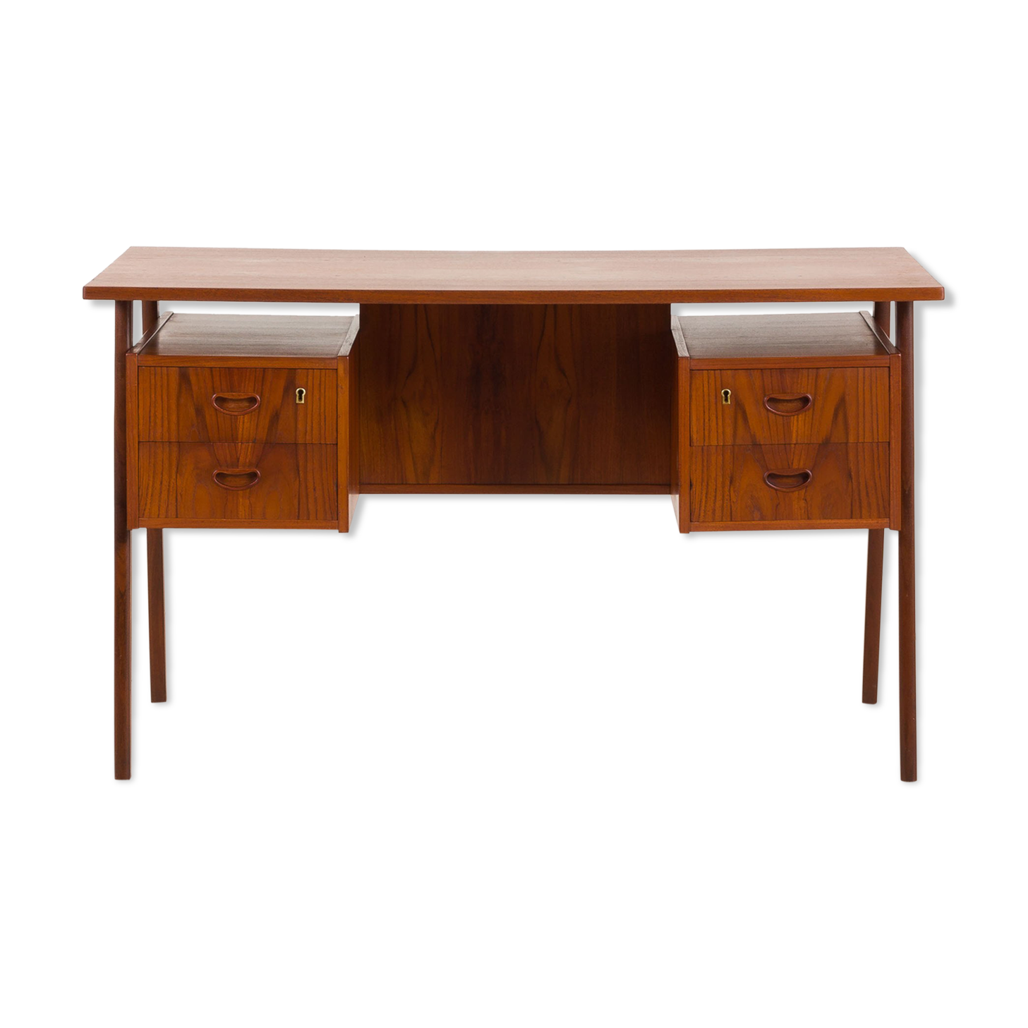 Danish teak mid century double sided desk, 60s
