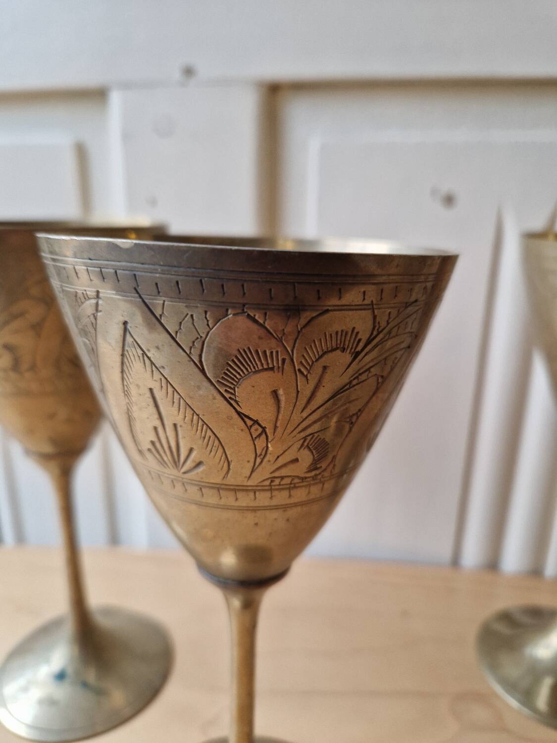 Lot 5 Calisse Verre En Laiton
