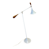 Design metal and wood floor lamp.