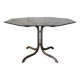 Table de salle à manger piètement chromé et plateau verre fumé circa 1970.