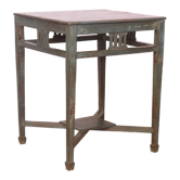 ancienne console Art déco en teck birman patine bleue d'origine