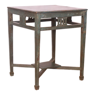 Old art deco console in original blue patina burmese teak