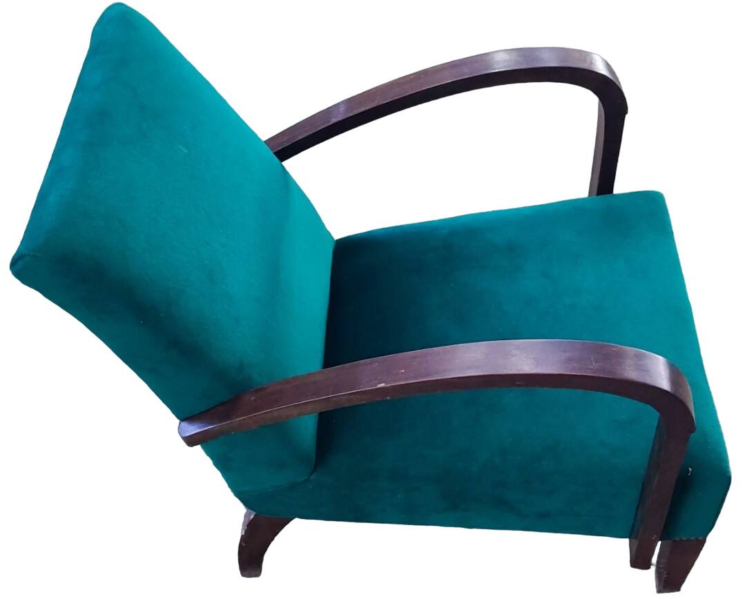 Vintage bottle green armchair in velvet fabric, 1960s-1970s
