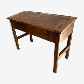 Adult desk double school vintage 50s-60s solid wood