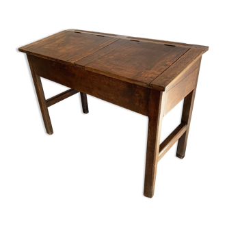 Adult desk double school vintage 50s-60s solid wood