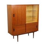Large Wooden Display Cabinet Teak Veneer Sixties Design 110cm
