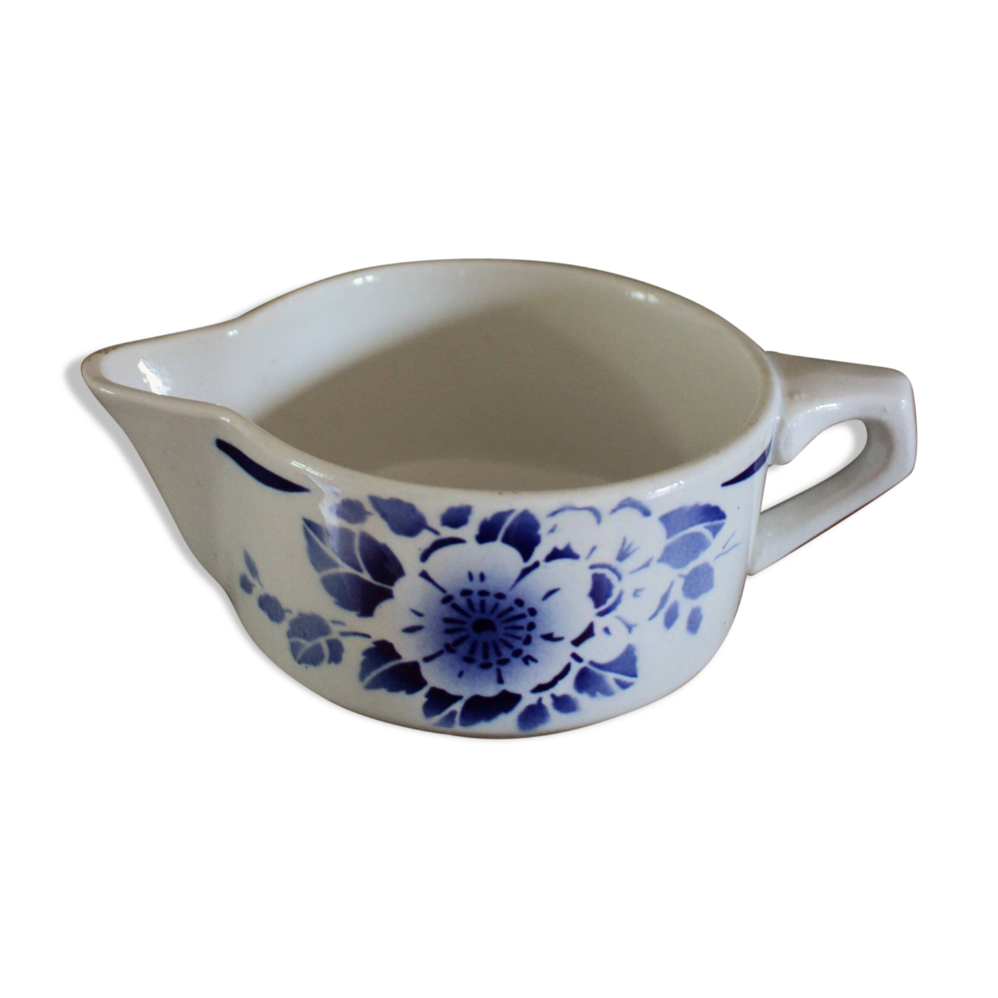 Blue flower gravy boat Saint Amand Art Deco