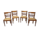 Ensemble de quatre chaises de salle à manger, en bois massif années 1950 Tchécoslovaquie