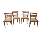 Ensemble de quatre chaises de salle à manger, en bois massif années 1950 Tchécoslovaquie
