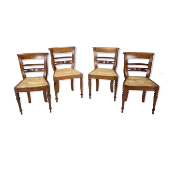Set of Four Dining Chairs, made of solid Wood, 1950s,Czechoslovakia