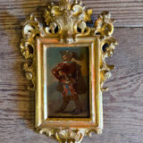 Pair of portraits of Italian bandits, oil on panels, gilded frames, circa 1880.