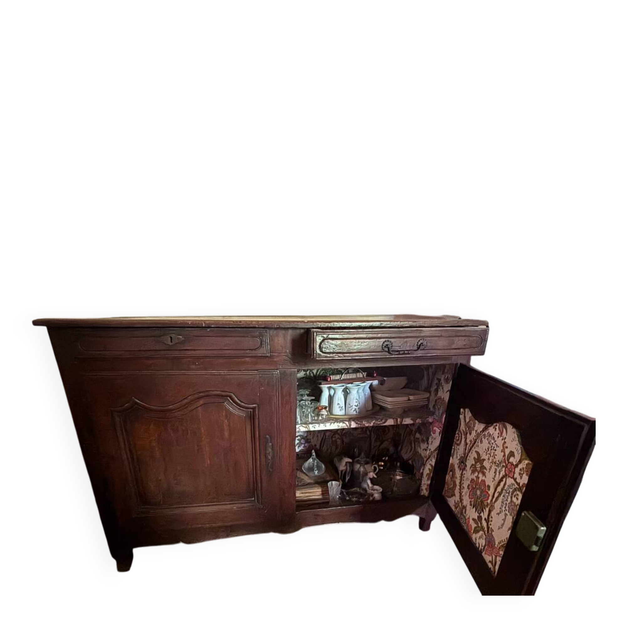 Old Breton oak sideboard – 2 doors, 2 drawers