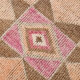 3x11 Pink and Brown Rare Colors Runner Rug, Wool Kilim Rug, 94x320Cm