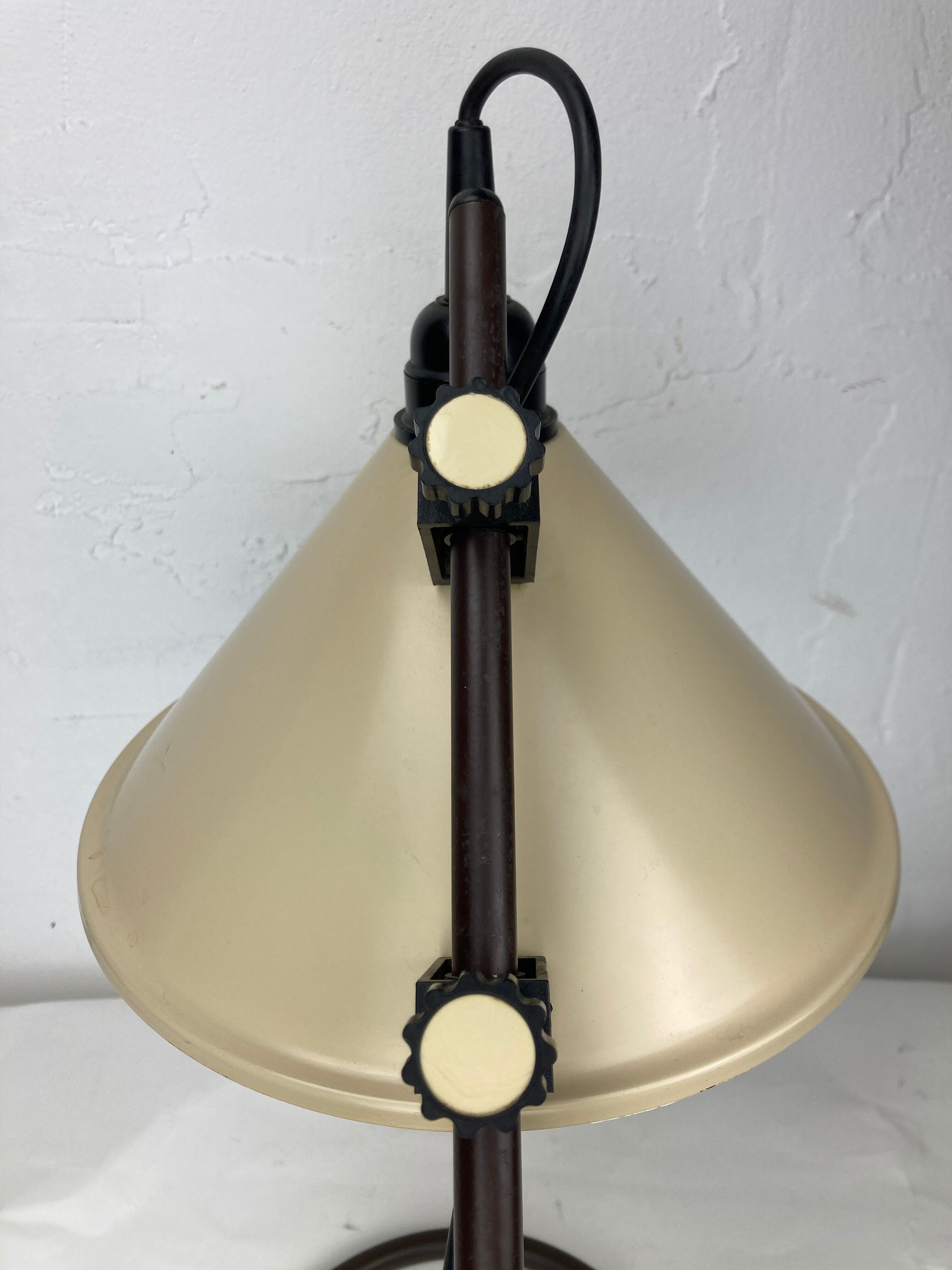 Brown metal "modernist" architectural desk lamp, Dutch 1970s