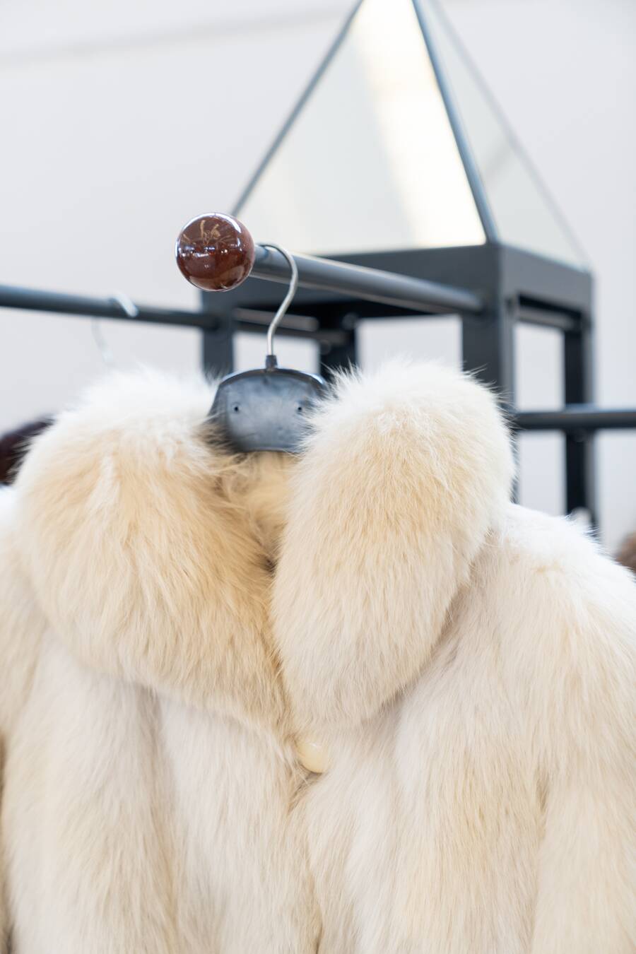 Wooden and brass coat rack, set of 4, 1970s