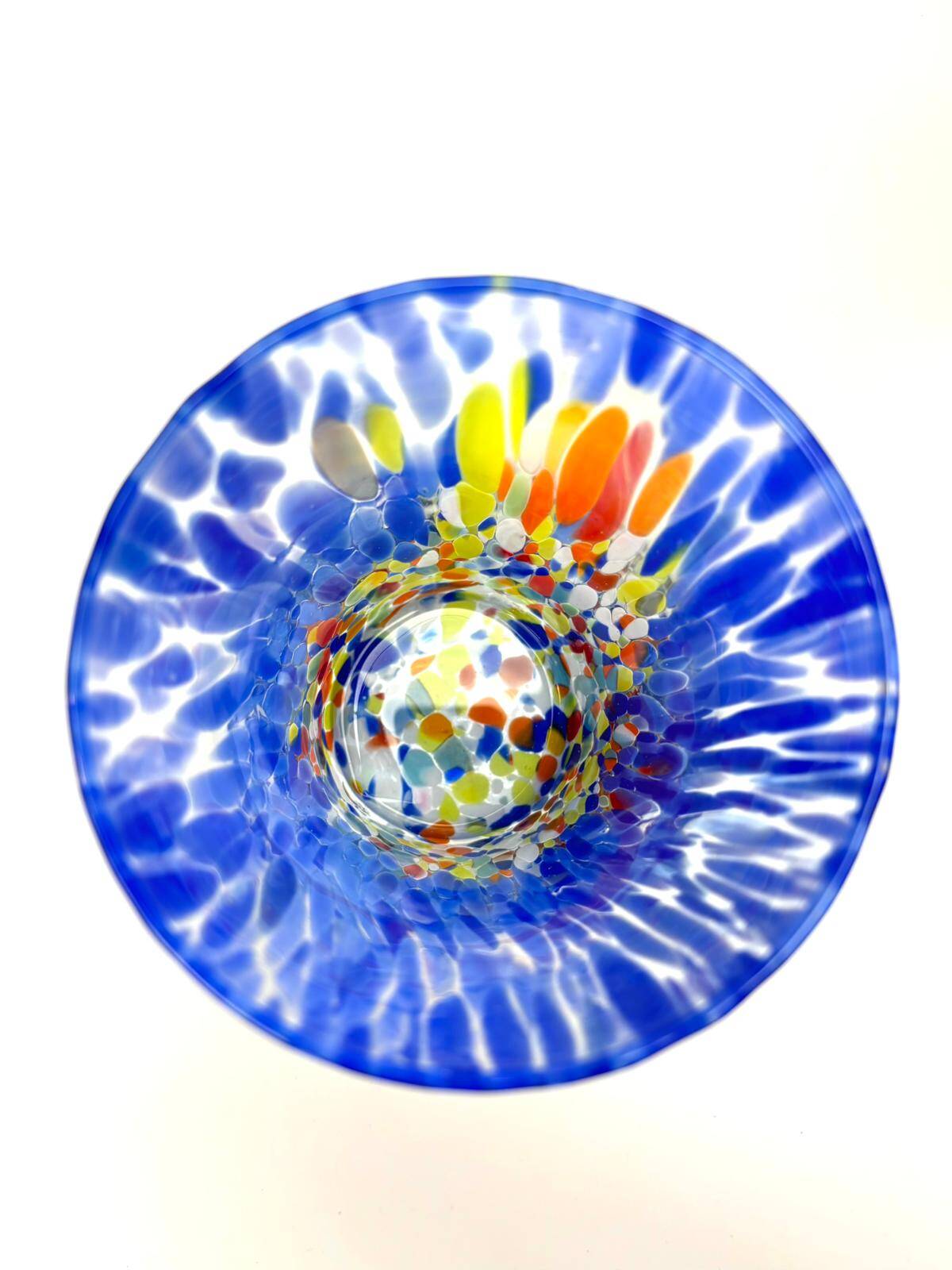 Set of 6 blown glass Venetian glasses with Murano murrine.