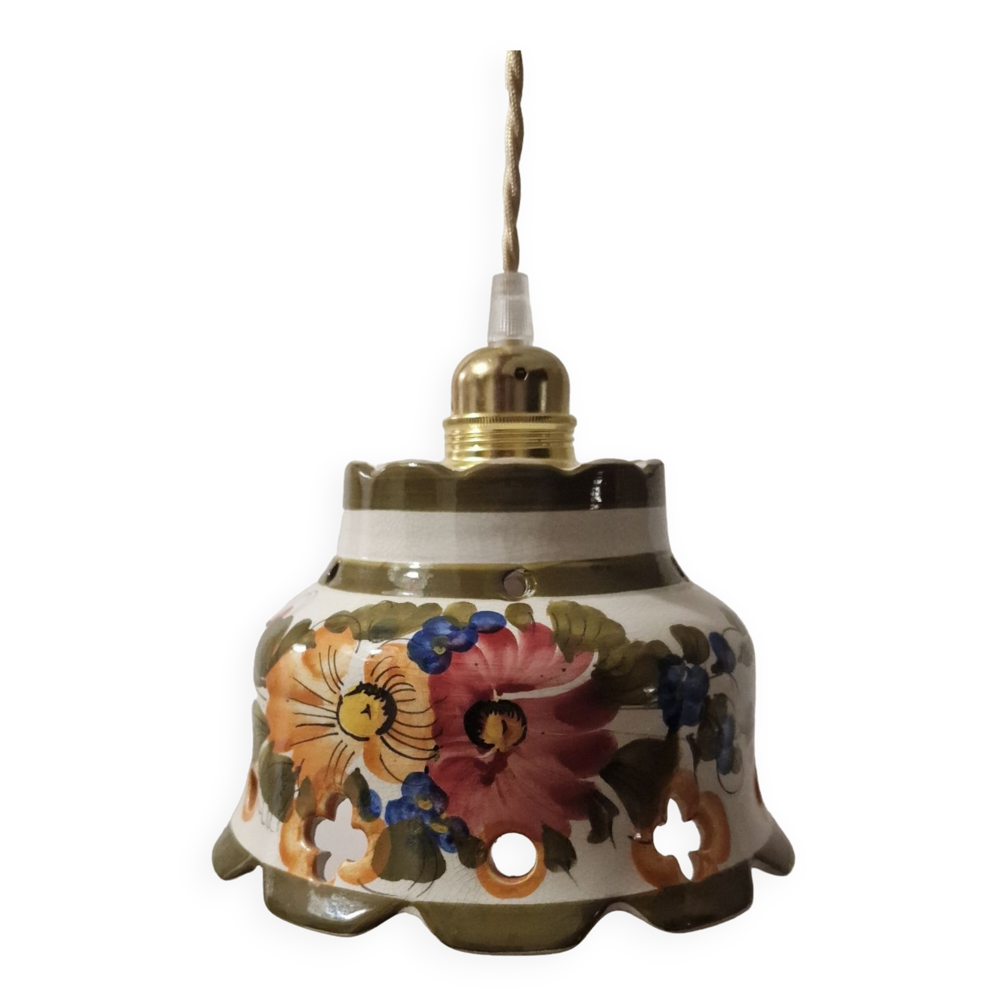 Rustic hand-painted pendant light