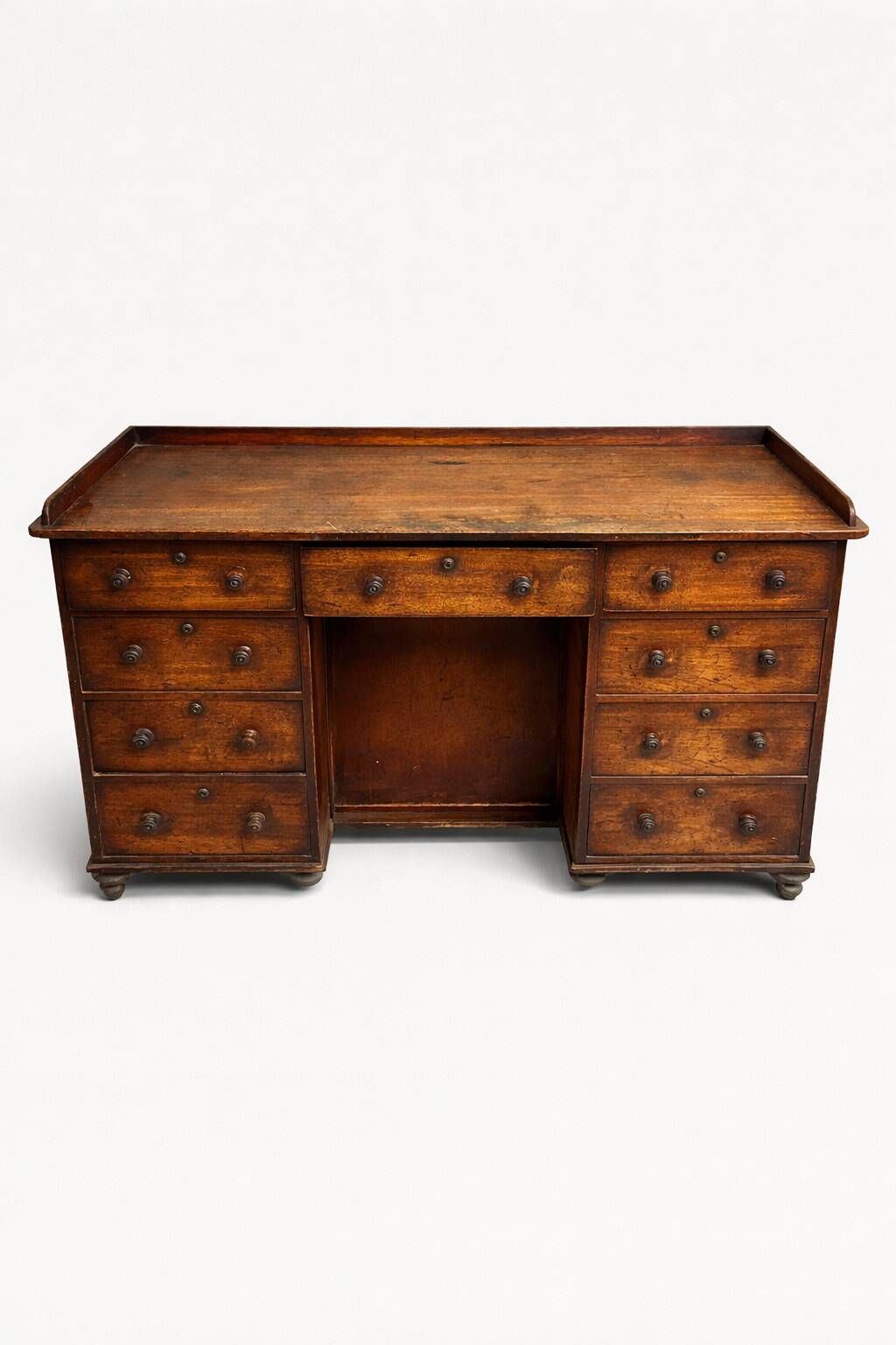 English desk with wooden drawers, late 19th century