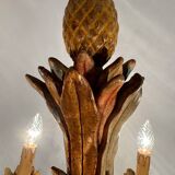70s Hollywood Regency style chandelier in carved wood