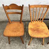 Set of 4 vintage beech bistro chairs – compass legs