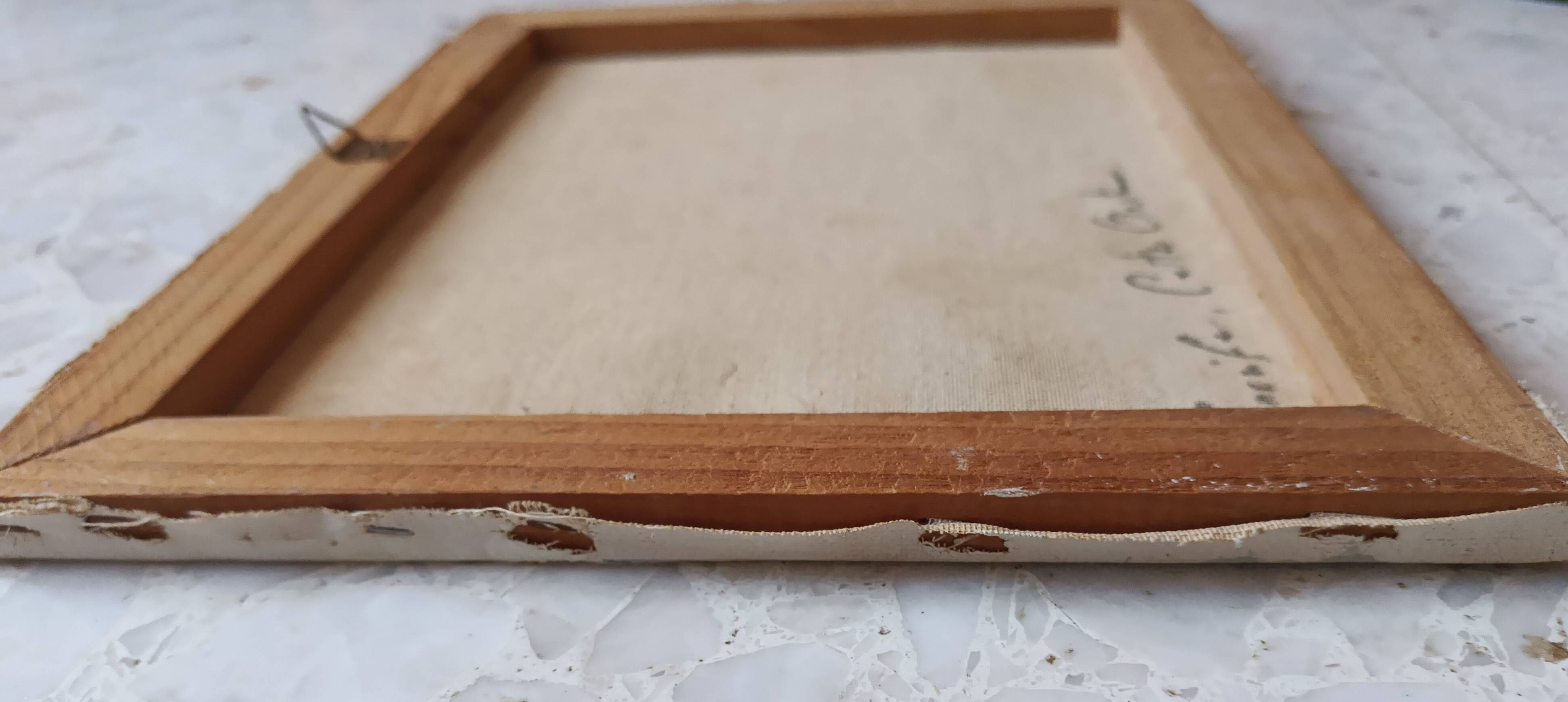 Hst 20th century signed solana: fishermen's houses, palm tree, tenerife, canary islands, spain