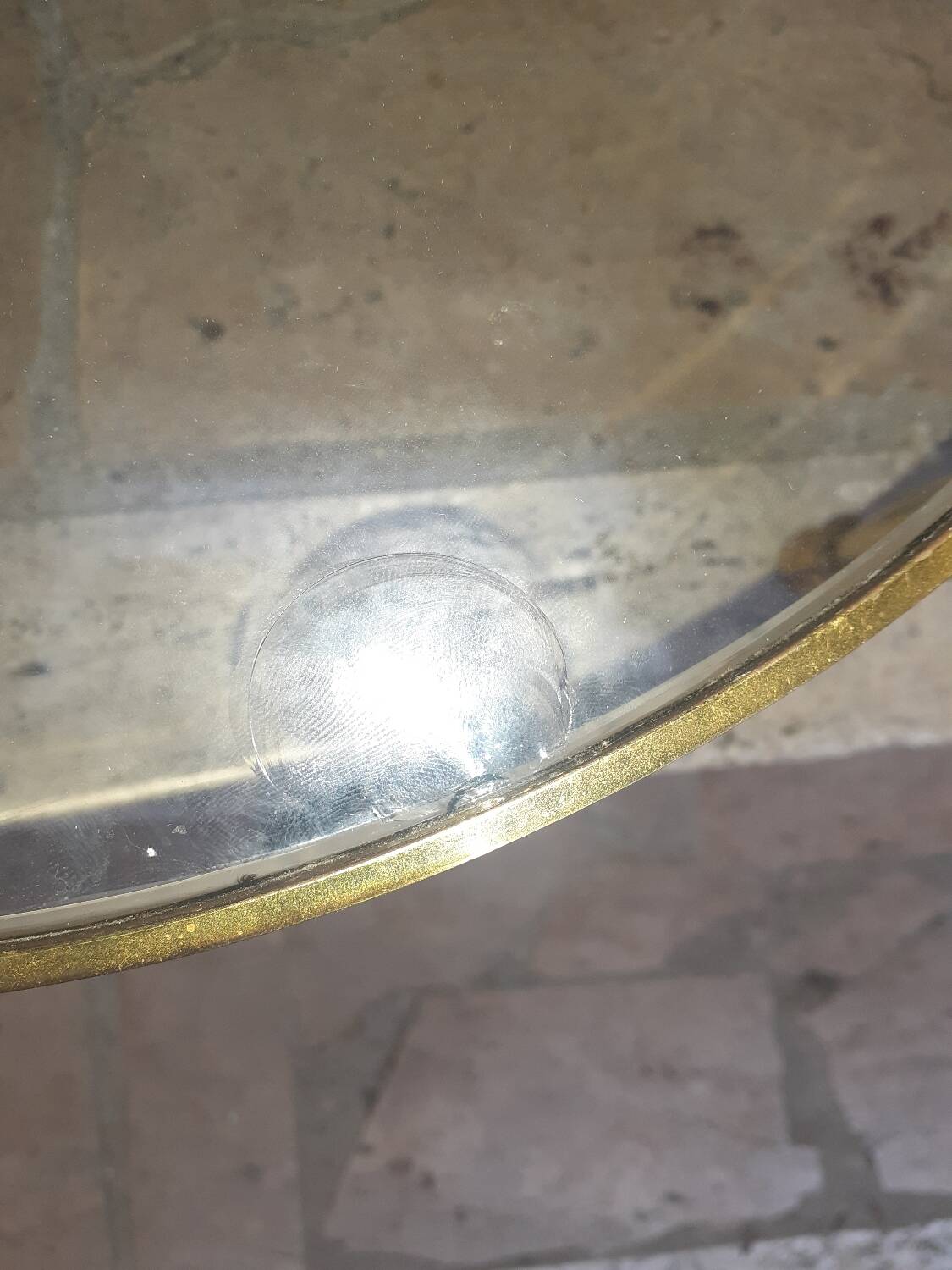 Vintage round brass coffee table, France 1960