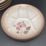 Compartmented plates in colored stoneware with Flower pattern