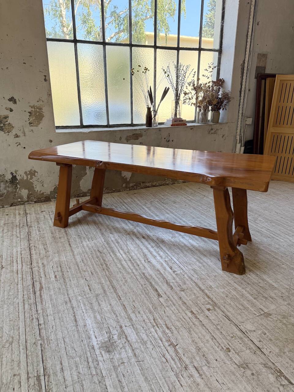 Aranjou farmhouse table in blond elm, 1950s