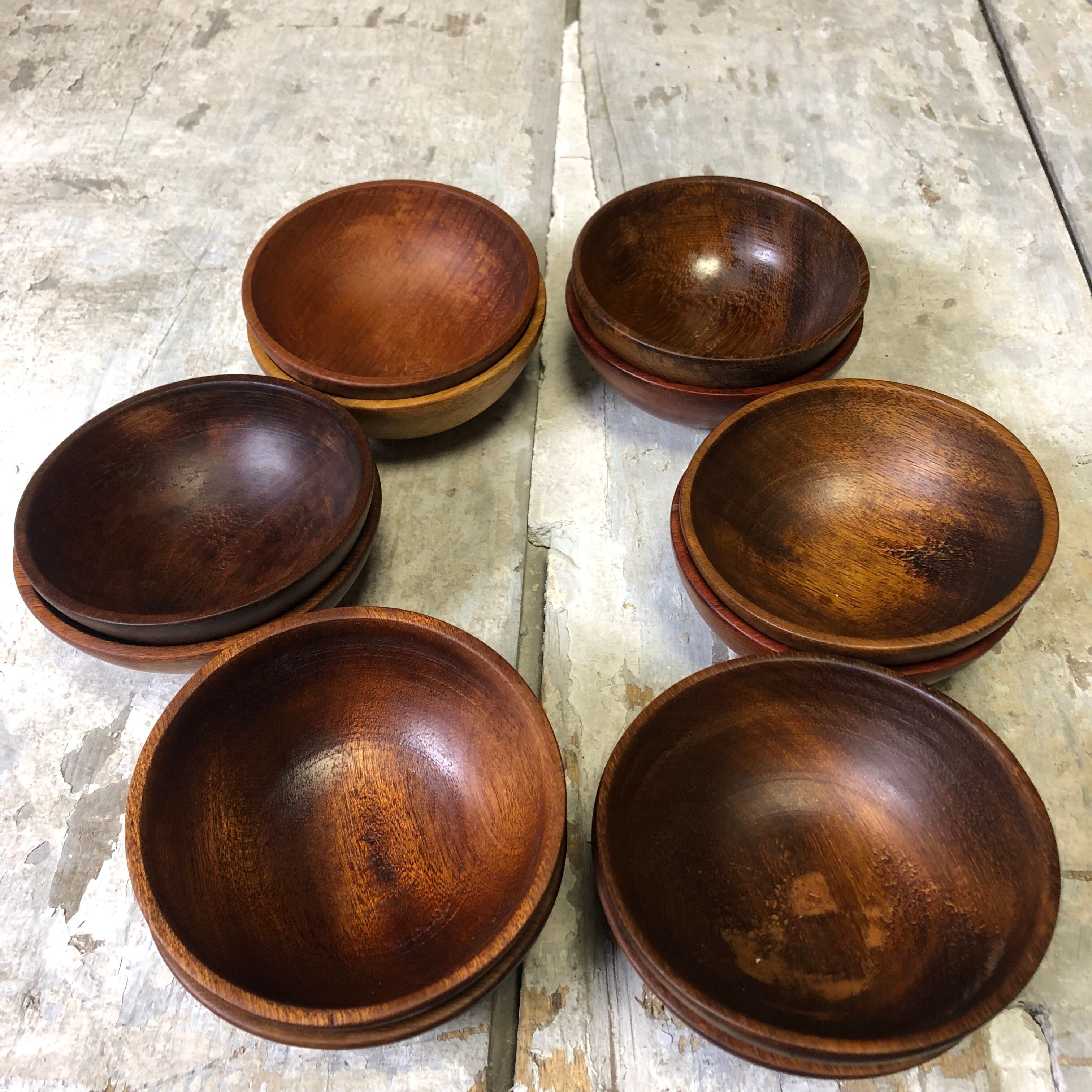 Set of 12 wooden bowls