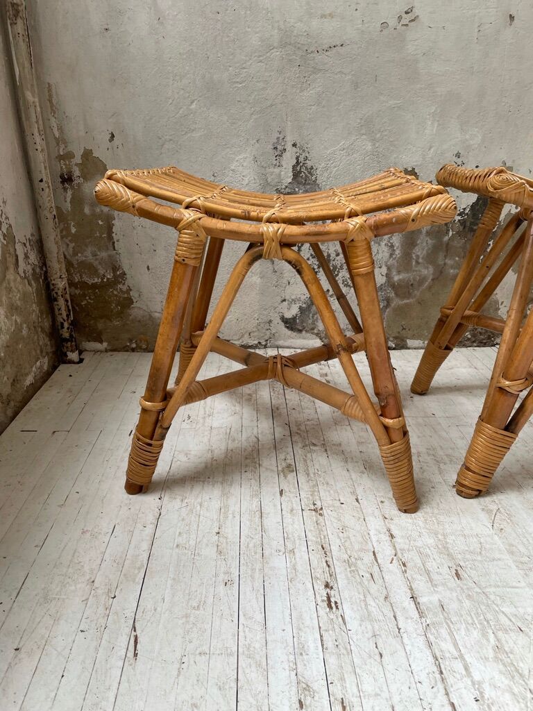Set 3 rattan stools