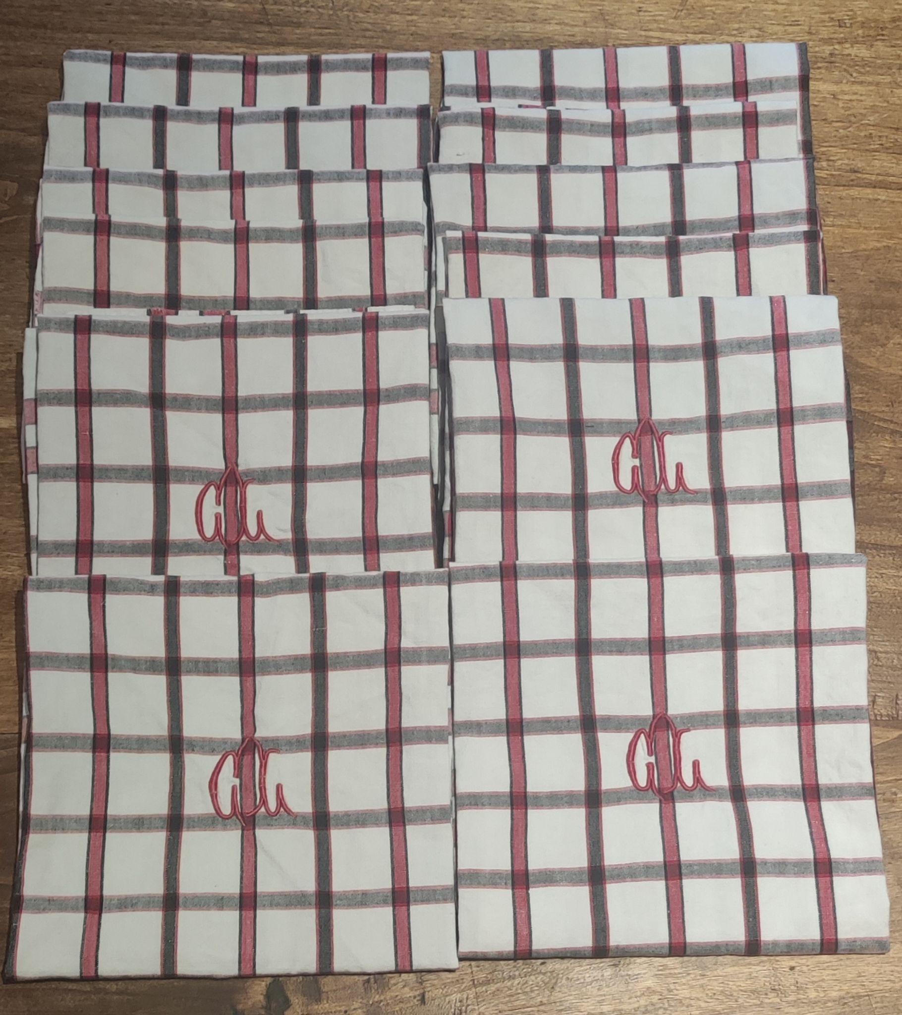 Ensemble de 12 serviettes de table vintage