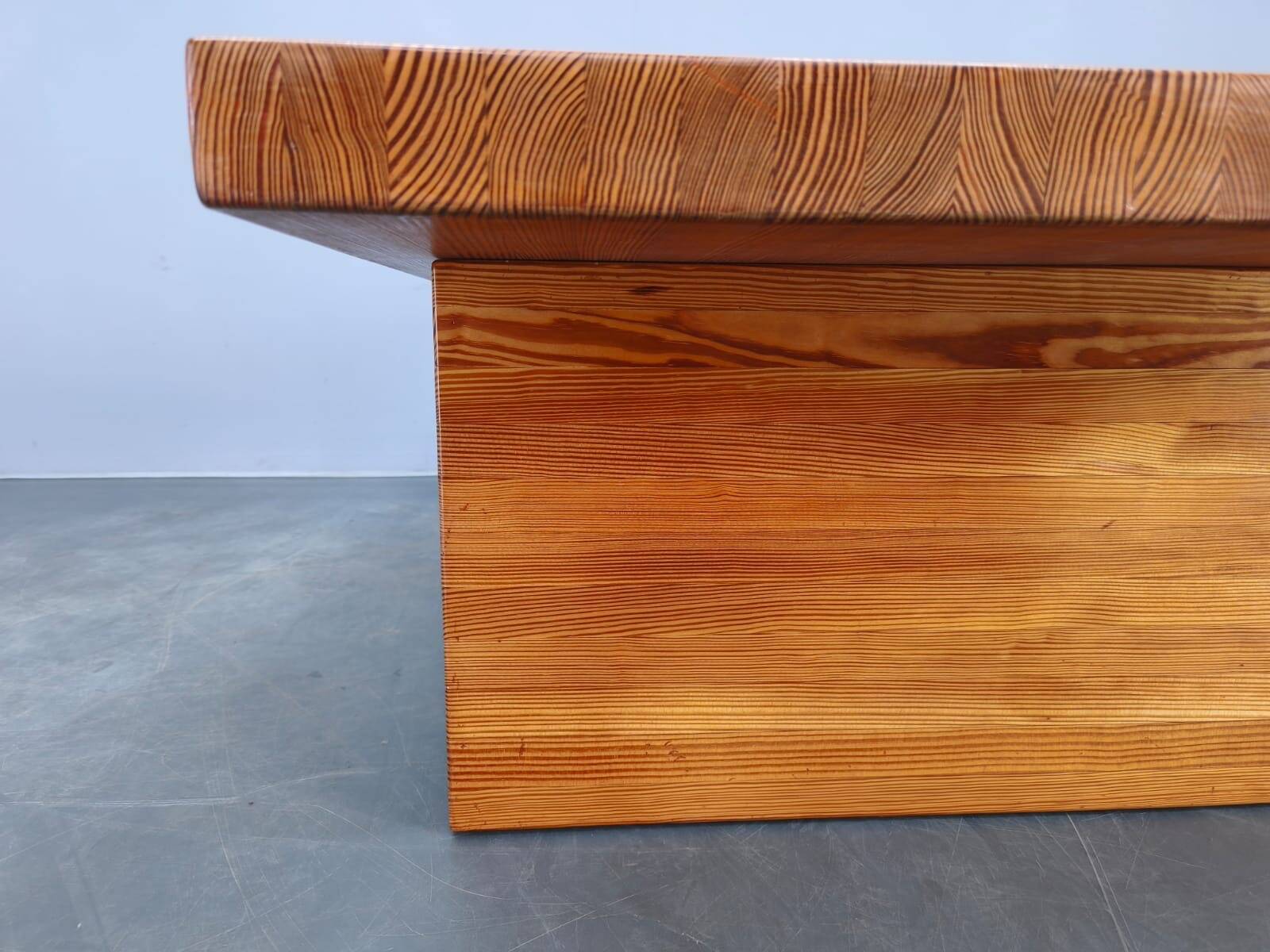 1960s Scandinavian Solid Pine Coffee Table Minimalist Design