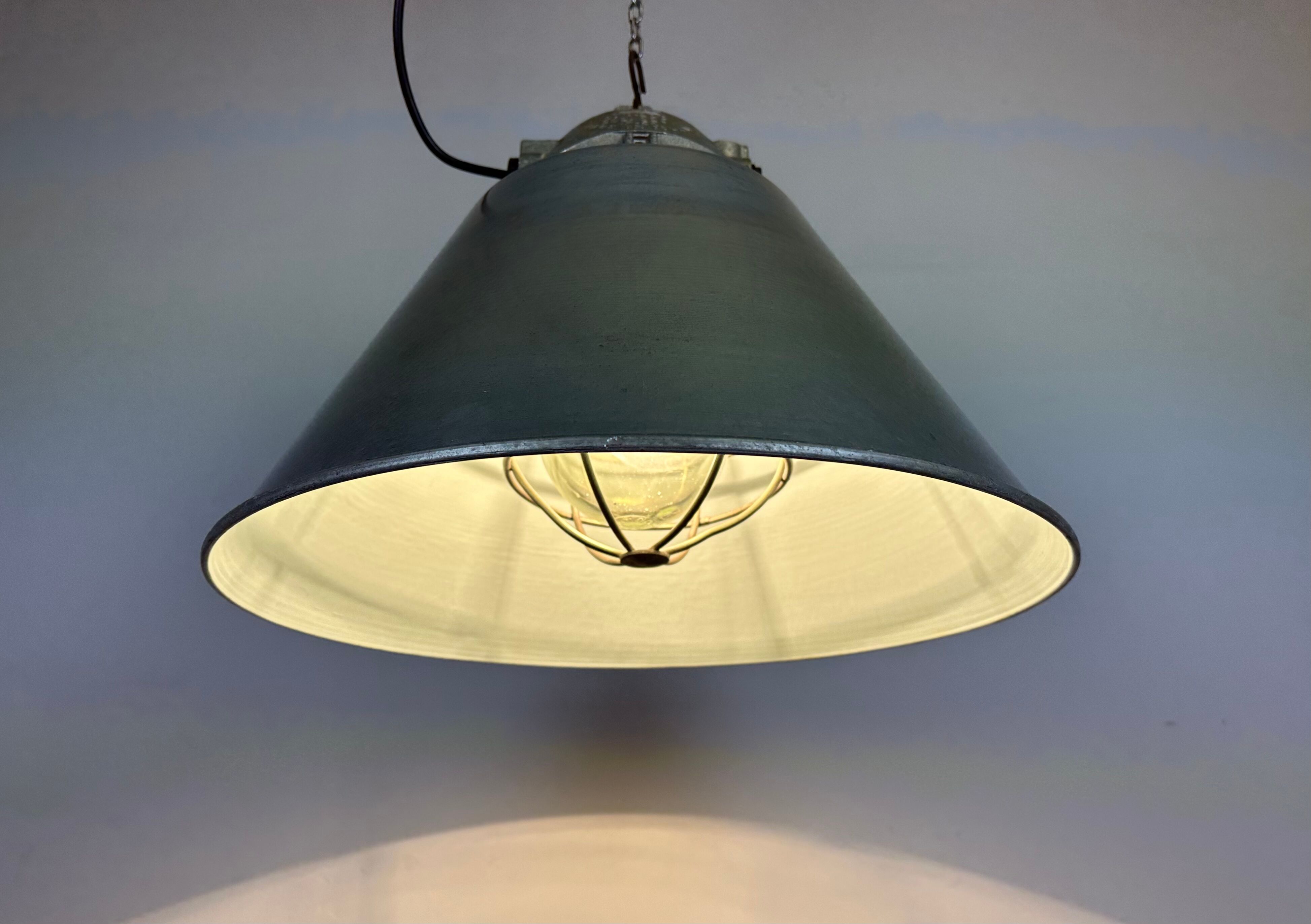 Grey Industrial Explosion Proof Lamp with Aluminium Shade from Zaos, 1970s