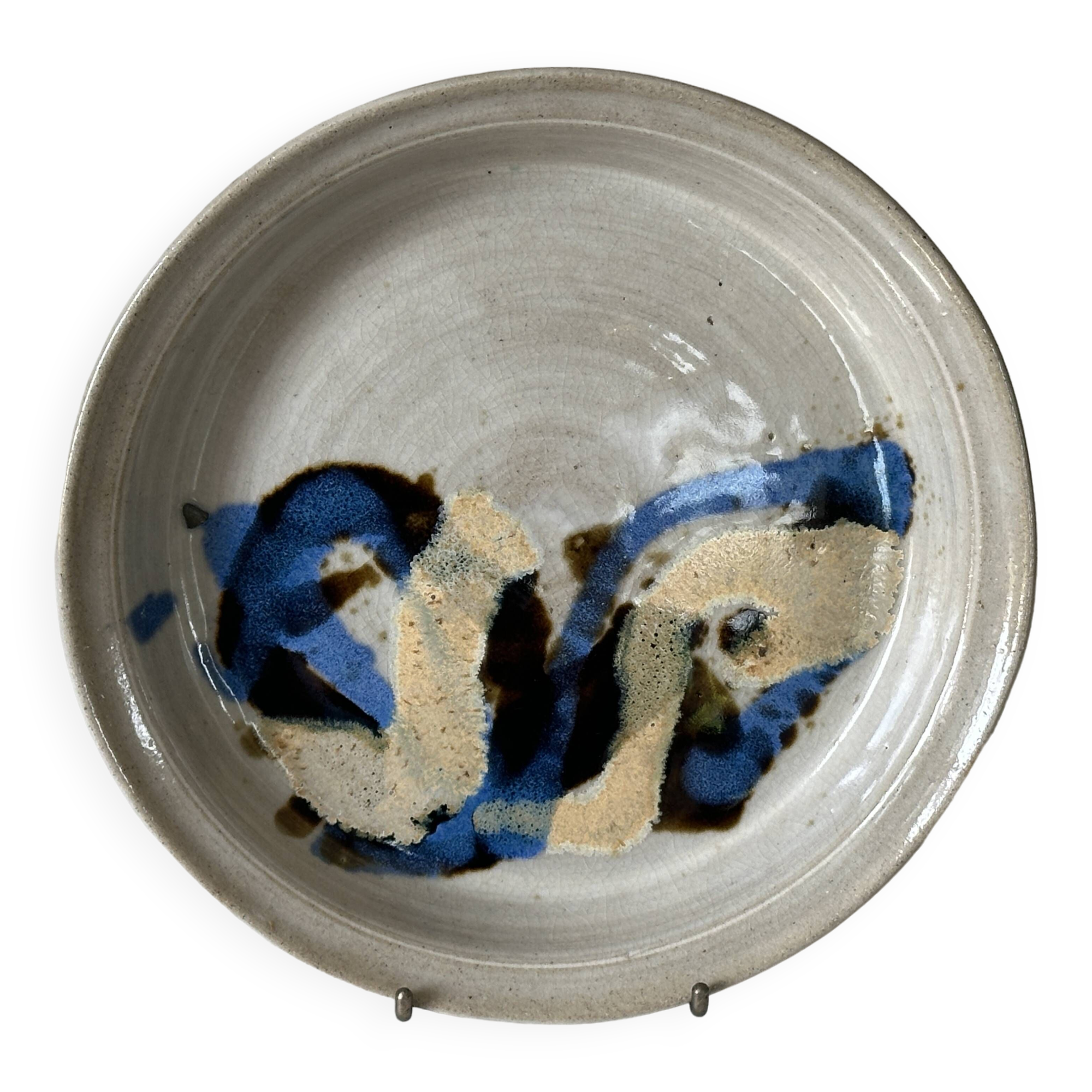 Ceramic plate signed vintage 70s