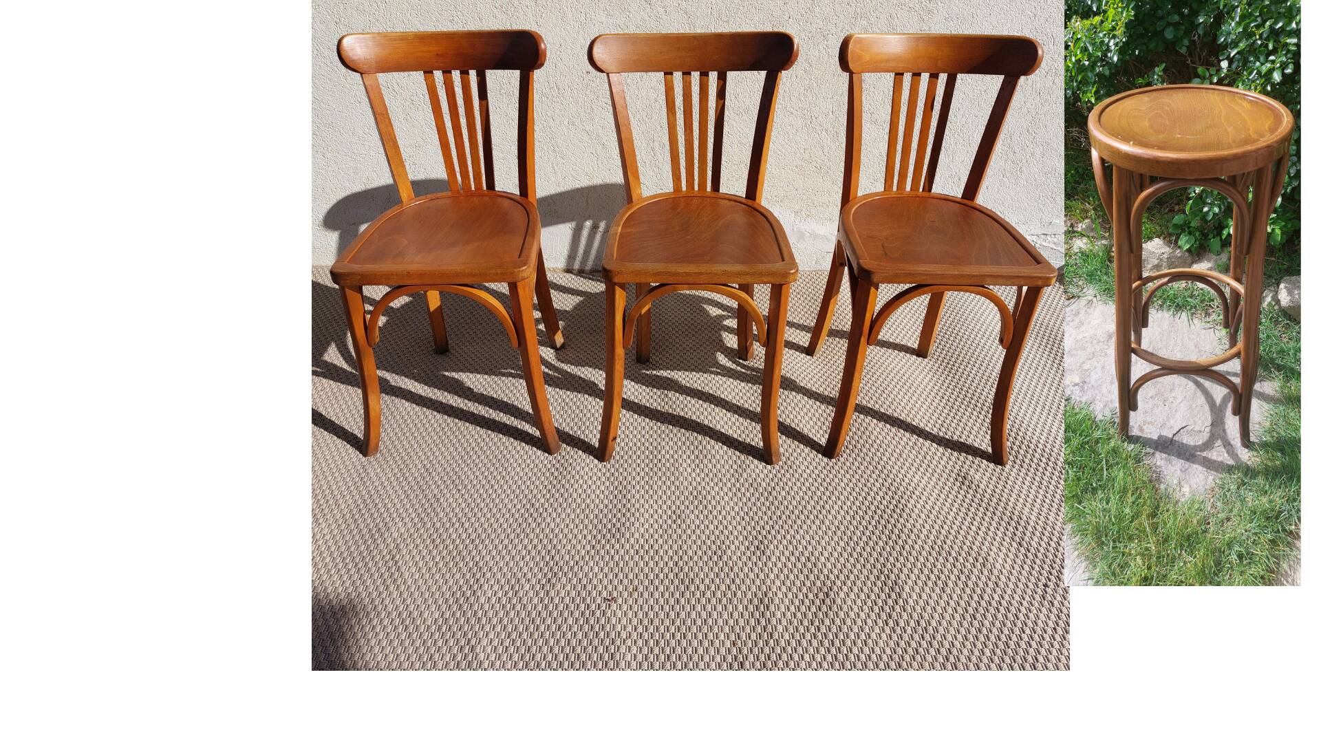 3 chaises + 1 tabouret