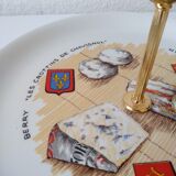Limoges porcelain cheese service with drawing of regional cheeses and coats of arms 1 tray and 6 plates