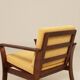 Pair of vintage curved beech armchairs, refurbished – Corduroy fabric