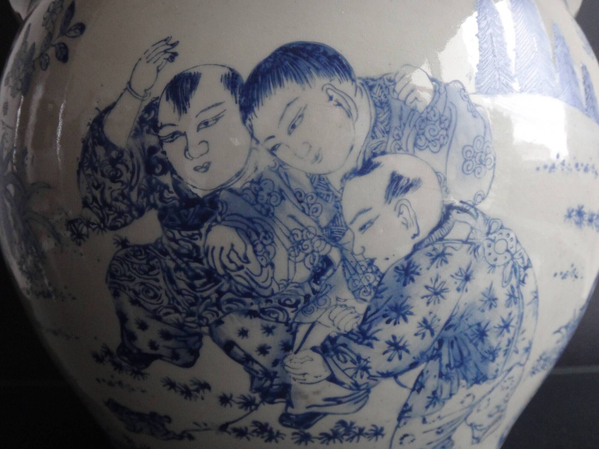 Ancient pot cover Chinese porcelain around 1900 Guangxu