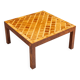Square Italian coffee table with burl wood and inlaid parquetry top