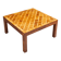Square Italian coffee table with burl wood and inlaid parquetry top