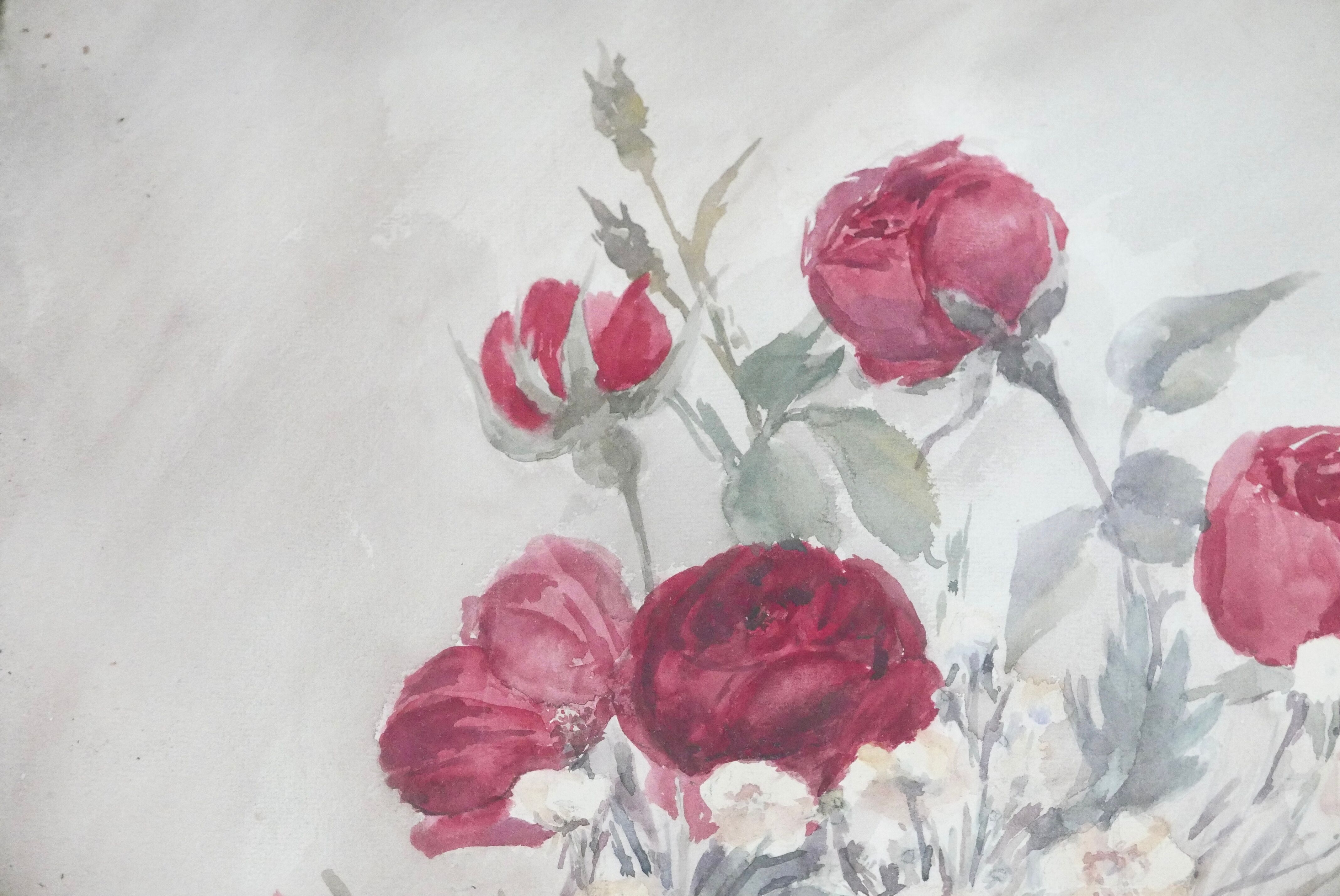 Painting, painting of a still life with bouquet of flowers, 1990s