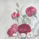 Tableau peinture d'une nature morte avec bouquet de fleurs, années30