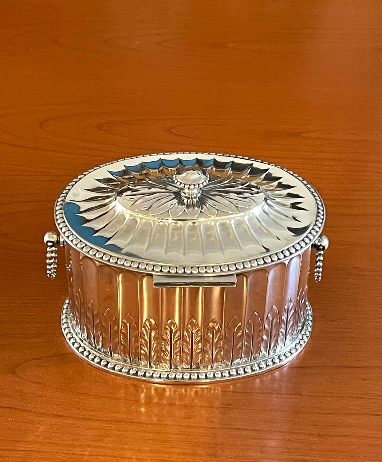 Christofle Gallia, large biscuit tin, early 20th century