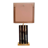 Lamp with chrome-plated brass structure and methacrylate shade designed by Romeo