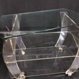 Vintage plexiglass trolley, david lange table on wheels